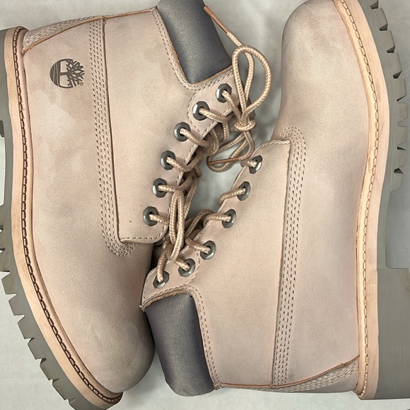 Timberland Boots Girls Size 13 Light Pink Nubuck Waterproof Leather Lace up - Picture 13 of 16